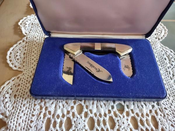 ~ PARKER EXCALBUR 3 BLADE GUNBOAT KNIFE ~~~ #205 ~~ ABALONE HANDLE ~~ 85.00