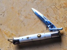 Vintage Authentic “Rizzuto Estileto Milano" White 8-3/4" Knife Swing Guard Vintage Authentic “Rizzuto Estileto Milano" White 8-3/4" Knife Swing Guard