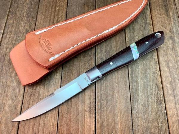 Moki Bird and Trout Fixed Blade Cocobolo with Pearl and Abalone Inlays Seki Japan Moki Bird and Trout Fixed Blade Cocobolo with Pearl and Abalone Inlays Seki Japan