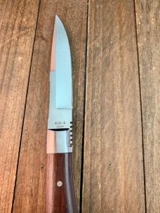 Moki Bird and Trout Fixed Blade Cocobolo with Pearl and Abalone Inlays Seki Japan Moki Bird and Trout Fixed Blade Cocobolo with Pearl and Abalone Inlays Seki Japan