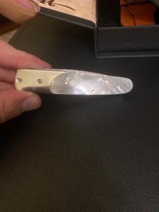 2007 John Russell Case 8173L DAM Mother Of Pearl Slimlock With Single Damascus Blade &.Sheath NIB 2007 John Russell Case 8173L DAM Mother Of Pearl Slimlock With Single Damascus Blade &.Sheath NIB