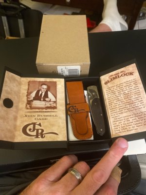 2007 John Russell Case 7173L DAM Ebony Slimlock With Single Damascus Blade , Sheath, Case Origin Box