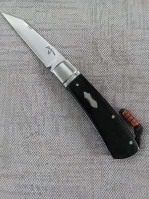Vincenzo Balistreri Native..Canvas micarta..copper bead..Fluted bolsters..Lanyard pin..4"..Rwl34 