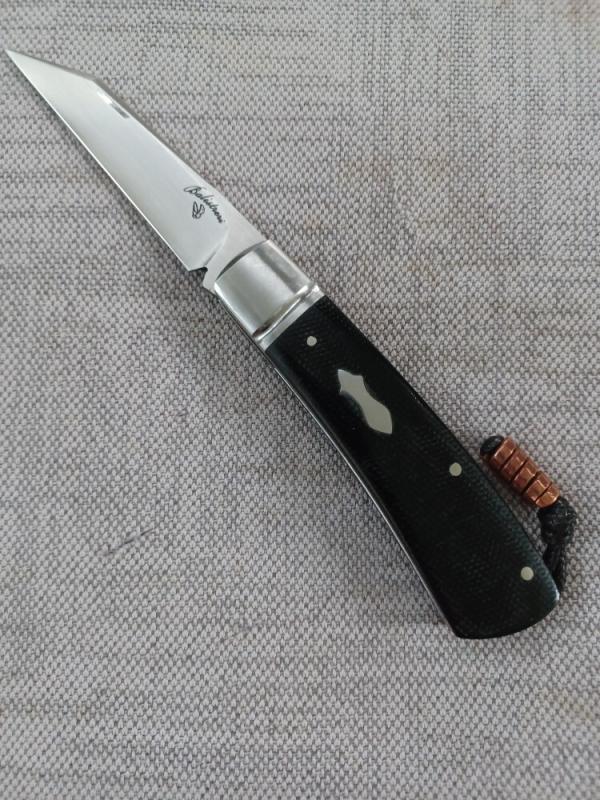 Vincenzo Balistreri Native..Canvas micarta..copper bead..Fluted bolsters..Lanyard pin..4"..Rwl34 