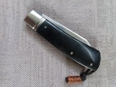 Vincenzo Balistreri Native..Canvas micarta..copper bead..Fluted bolsters..Lanyard pin..4"..Rwl34 