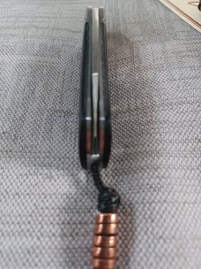 Vincenzo Balistreri Native..Canvas micarta..copper bead..Fluted bolsters..Lanyard pin..4"..Rwl34 
