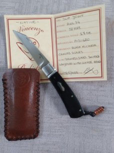 Vincenzo Balistreri Native..Canvas micarta..copper bead..Fluted bolsters..Lanyard pin..4"..Rwl34 