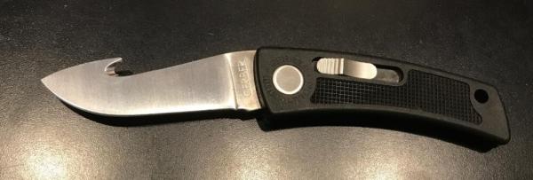 Mint 1980s Gerber U.S.A. Bolt-Action Gut-Hook Pocket Knife with Sheath Mint 1980s Gerber U.S.A. Bolt-Action Gut-Hook Pocket Knife with Sheath