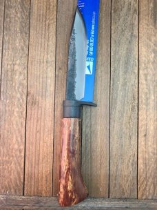Kanetsune for A.G. Russell Fixed Blade White Steel Damascus Cherry Wood Handle Kanetsune for A.G. Russell Fixed Blade White Steel Damascus Cherry Wood Handle