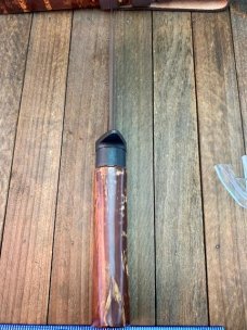 Kanetsune for A.G. Russell Fixed Blade White Steel Damascus Cherry Wood Handle Kanetsune for A.G. Russell Fixed Blade White Steel Damascus Cherry Wood Handle