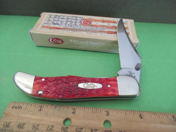 Case XX 2018 Red Bone Mid Folding Hunter Assist open CV Blade Pattern # 61265AC CV