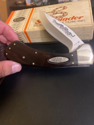 1982 Case XX ••••SS•••• USA Sidewinder Side Release Lockblade Folding Knife With Leather Sheath & Bo