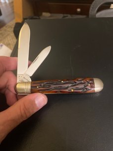 Schatt & Morgan Red Berry Worm Groove Handle File & Wire Tested 042229 Ats-34 Blades & Fluted Bolste Schatt & Morgan Red Berry Worm Groove Handle File & Wire Tested 042229 Ats-34 Blades & Fluted Bolste