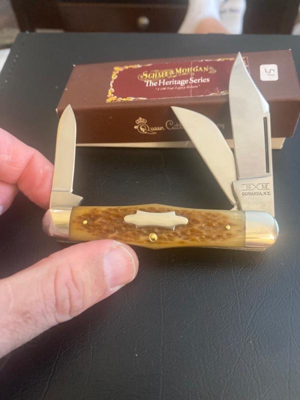 Schatt & Morgan Gowanda New York The Heritage Series 376 Bone Handlr With 3 Blades New In Box