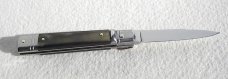 NOS AKC 8" CLASSIC SLIM LEVER LOCK SWEDGE BLADE, GENUINE DARK BRAZILIAN HORN MANIAGO ITALY