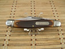 SCHRADE OLD TIMER 858 LUMBERJACK U.S.A. VINTAGE OLDER HIGH CARBON STEEL BLADES POCKET KNIFE & SHEATH