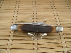 SCHRADE OLD TIMER 858 LUMBERJACK U.S.A. VINTAGE OLDER HIGH CARBON STEEL BLADES POCKET KNIFE & SHEATH