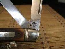 SCHRADE OLD TIMER 858 LUMBERJACK U.S.A. VINTAGE OLDER HIGH CARBON STEEL BLADES POCKET KNIFE & SHEATH