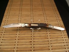 SCHRADE OLD TIMER 858 LUMBERJACK U.S.A. VINTAGE OLDER HIGH CARBON STEEL BLADES POCKET KNIFE & SHEATH
