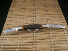 SCHRADE OLD TIMER 858 LUMBERJACK U.S.A. VINTAGE OLDER HIGH CARBON STEEL BLADES POCKET KNIFE & SHEATH