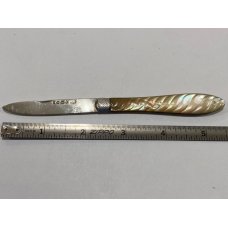 Antique STERLING SILVER - MOTHER OF PEARL - FRUIT KNIFE. GEORGE UNITE 1870 Antique STERLING SILVER - MOTHER OF PEARL - FRUIT KNIFE. GEORGE UNITE 1870