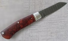 Pablo Castellani Amboyna Damascus Native..4" closed...Fluted/integral/doved bolsters..makers pouch Pablo Castellani Amboyna Damascus Native..4" closed...Fluted/integral/doved bolsters..makers pouch