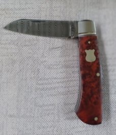 Pablo Castellani Amboyna Damascus Native..4" closed...Fluted/integral/doved bolsters..makers pouch 