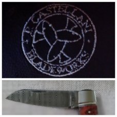 Pablo Castellani Amboyna Damascus Native..4" closed...Fluted/integral/doved bolsters..makers pouch Pablo Castellani Amboyna Damascus Native..4" closed...Fluted/integral/doved bolsters..makers pouch