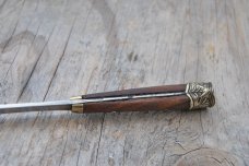 Tibetan Travelers Fixed Blade In Sheath Pinned Full Tang Used Older Wood White Metal Work Design