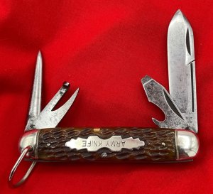 Vintage NEW YORK KNIFE Co 4-Blade Camp/Utility ARMY KNIFE Pocket Knife 1882-1931 Bone