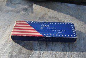 Case 1974 KY Bicen Knife Original Box Small Sodbuster Style Green Handles Model G137 