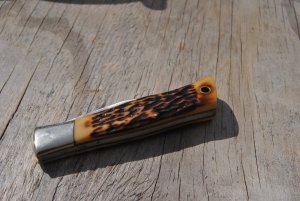 Camillus Sword Brand USA Folding hunter Staglon Model 8 Slant Bolsters Never Honed Never Used