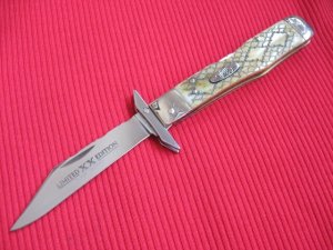 Case CHEETAH Limited XX Edition Custom Double Action Rattlesnake Bone Swing Guard Switchblade Knife