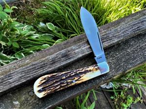 J. LLOYD SAMBAR STAG CUSTOM LARGE DOGLEG TRAPPER **EXTREMELY NICE**
