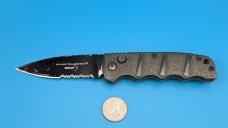 BOKER GREY MINI KALASHNIKOV AUTO KNIFE, AUS-8 BLACK COMBO BLADE