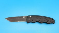 SOG-TAC Tanto Automatic Knife Black Aluminum (3.5" Black Serr) ST-04 SOG-TAC Tanto Automatic Knife Black Aluminum (3.5" Black Serr) ST-04