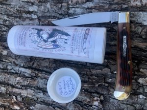 GEC TIDIOUTE 488117 WEASEL ANTIQUE AMBER JIGGED TRAPPER 