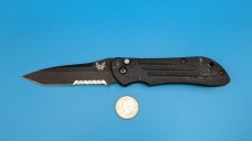 Benchmade 9100 AUTO Stryker with Safety 3.7" Combo Edge Satin Tanto Blade Benchmade 9100 AUTO Stryker with Safety 3.7" Combo Edge Satin Tanto Blade