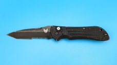 Benchmade 9100 AUTO Stryker with Safety 3.7" Combo Edge Satin Tanto Blade