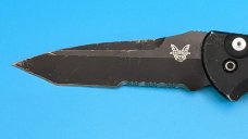 Benchmade 9100 AUTO Stryker with Safety 3.7" Combo Edge Satin Tanto Blade