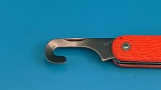 Camillus New York Paratrooper Emergency Rescue Knife. Orange Jigged Delrin Handles, Steel Shackle.