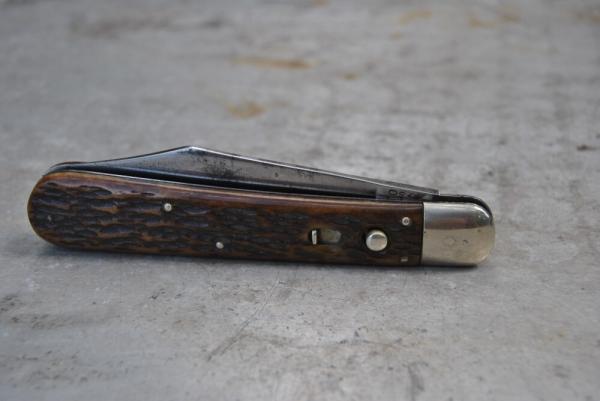 Schrade Preso Knife Co. Jigged Brown Bone Handles Used Working No Peek Large 5" Closed Schrade Preso Knife Co. Jigged Brown Bone Handles Used Working No Peek Large 5" Closed