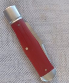 Gene Wiseman Custom Coffin/Swell Center Jack, D2 Clip blade,Red linen Micarta, 4" closed,Fluted 