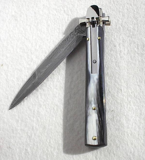 NEW A.G.A.CAMPOLIN 9" DOMINUS BRAZILIAN HORN MODIFIED DAMACUS BAYONET BLADE LEVER LOCK NICKEL SILVER