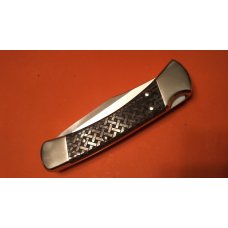 Buck 110 Folding Hunter, Nickel Silver Bolsters, Basketweave Scales Buck 110 Folding Hunter, Nickel Silver Bolsters, Basketweave Scales