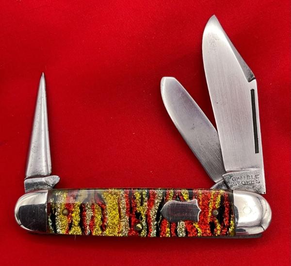 Vintage GAMBLE STORES 3-Blade Equal End Cattle Knife c1930’s-1950’s Vertical Christmas Tree Scales Vintage GAMBLE STORES 3-Blade Equal End Cattle Knife c1930’s-1950’s Vertical Christmas Tree Scales