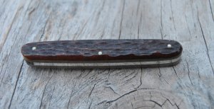 Geo. Schrade Presto Mint Jigged Brown Bone Never Used Factory Edge Sock Drawer Knife 3 1/4" Closed