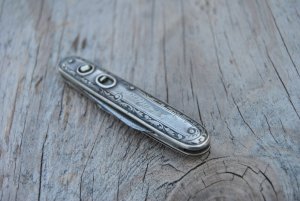 Schrade Cut Co. Walden NY Pats. 06'/07' Sterling Silver 3 3/8" Closed Carefully Used Engraved