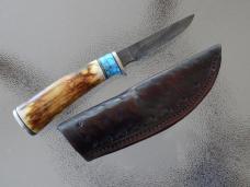 Custom Stag & Damascus Knife by Keith Bagley