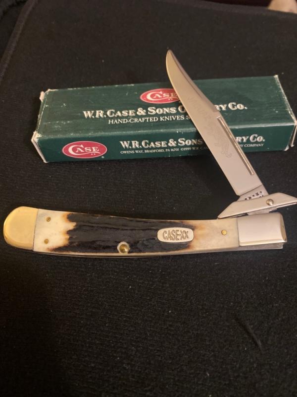 2000 Case XX USA M5151 SS Midnight Stag Handle Jaguar With Long Pull Stainless Steel Blade NIB